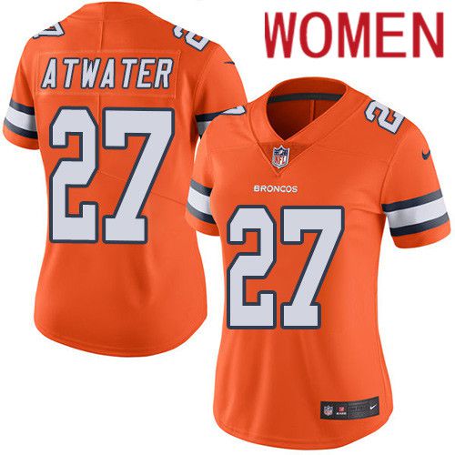 Women Denver Broncos 27 Steve Atwater Orange Nike Rush Vapor Limited NFL Jersey